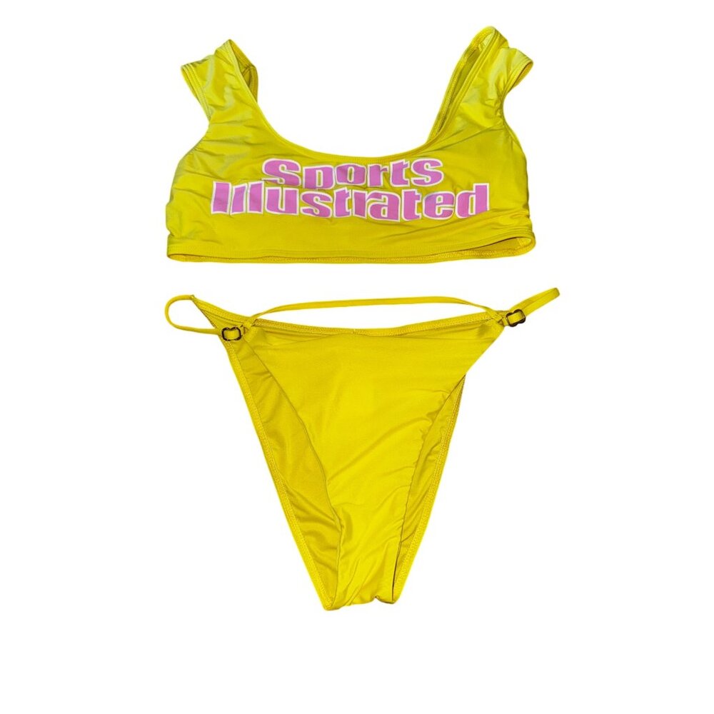 Sports Illustrated Yellow Pink 2-Piece Bikini Size 12 Sexy Retro‎ Y2K Swim Beach